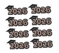 GALPADA 8 Stück Elegante Stickaufnäher zum Aufbügeln für Abschlussfeier 2026 Dekorative Bügelflicken für Jeans und Kleidung Schwarz für Hüte und Party Outfits