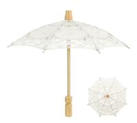 GALPADA Braut-Spitzenschirm Aus Baumwolltuch Beige Hochzeitsschirm Mit Stickerei Ergonomischer Griff Vielseitiger Sonnenschirm FüR Hochzeitsfeiern Fotorequisiten Und Dekoration