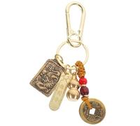 GALPADA Chinesische Feng-Shui-Schlüsselanhänger Messing-Wu-Schlüsselanhänger Mit Feng-Shui-Münzen Buddha-Statue Glücksbringer Rucksackanhänger Für Reichtum Glück Gesundheit Langlebigkeit