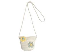GALPADA Kinderhandtasche Mädchen Umhängetasche aus Papier Beige Handgewebt Leicht Blumenform für Kleine Mädchen Strand Urlaub und Reisen
