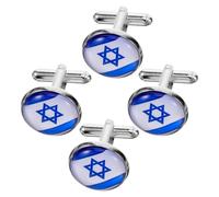 GALPADA Manschettenknöpfe Klassische Mode 4 Stück-pack mit Israel Flagge aus Zinklegierung Komfortabler Griff Ersatzknöpfe für Hemd und Windjacke