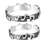 GALPADA Musik Paar Ringe 2 Stück Offene Verstellbare Paarring Aus Metall Mit Noten Design Für Damen Und Herren Schmuck Geschenk Für Jubiläum Valentinstag