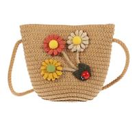 GALPADA Niedliche Strohtasche für Mädchen Praktische Umhängetasche aus Stroh und Seil Kleine Crossbodytasche in Khaki für Täglichen Gebrauch und Ausgehen