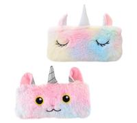 GALPADA Plüsch Federmäppchen für Rosa Cartoon Design mit Reißverschluss 2 Stück Pack Tragbares Einhorn Stifteetui Großes Fassungsvermögen für Schule und Studium