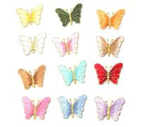 GALPADA Schmetterlings Zufällige Farbe zum Aufbügeln Stickaufnäher 12 Stück Kreative Kleidung Dekoration aus Rayon Garn Bunte Aufnäher für Taschen und Reparatur Kleiner