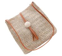 GALPADA Sommerliche Strohtasche Damen Handtasche Braun mit Mittlerer Kapazität aus Pu Tragbar als Crossbody und Schultertasche für Arbeit und Date Geeignet
