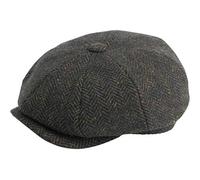 Gamble & Gunn ‘Ardura’ Unisex Flat Cap. 100% Irish Donegal Tweed Wool Hat, 8 Panel Design Newsboy Baker Style Hat with Button. Easy Care, Fully Lined, Fashionable Mens and Womens Caps. Green, L