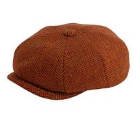 Gamble & Gunn ‘Ardura’ Unisex Flat Cap. 100% Irish Donegal Tweed Wool Hat, 8 Panel Design Newsboy Baker Style Hat with Button. Easy Care, Fully Lined, Fashionable Mens and Womens Caps. Red, L