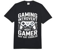 Gaming Introvert Night Gamer Day Cat Cuddler Comfort Colors Adult Heavyweight T-Shirt