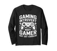 Gaming Introvert Night Gamer Day Cat Cuddler Langarmshirt