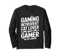 Gaming Introvert Night Gamer Day Cat Cuddler Langarmshirt