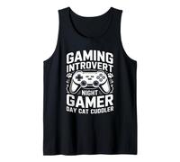 Gaming Introvert Night Gamer Day Cat Cuddler Tank Top
