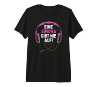 Gaming Kopfhörer Eine Simona Gibt Nie Auf Personalisiertes Premium T-Shirt