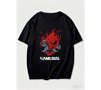 GAMING T-SHIRT CYBERPUNK 2077 SAMURAI LOGO PRESENT BAUMWOLLE P060 S SCHWARZ