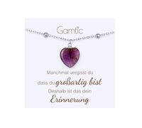 Gamtic Edelstein Anhänger Herz Kette Damen - Naturstein Rosenquarz Amethyst Obsidian Kristall Halskette Damen aus Langlebigem Edelstahl Wasserfeste Silber Kette 45-50 cm Länge Verstellbar (Amethyst)