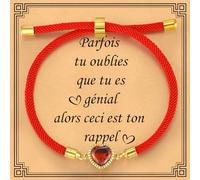 Gamtic Zirconia Herz Armband Damen - Handgefertigte Verstellbare Seil Geflochtene Armbänder Glücksarmband Freundschaftsarmband Weihnachten Geburtstag Geschenk für Frauen und Mädchen (Red)