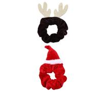 GANAZONO 2 Stück Elastische Flanell Haargummis Rot Vintage Weihnachts Haarbänder Haarschmuck Mädchen Haaraccessoires