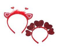 GANAZONO 2 Stück Pack Valentinstag Herz Haarbänder für Damen Rotes Kopfband aus Robustem Material mit Herzdesign Festlicher Haarschmuck für Hochzeit und Party
