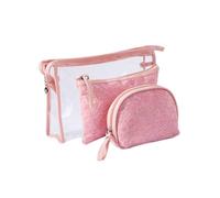 GANAZONO 3 Stück Lace Kosmetiktasche Set PVC Make up Tasche Kulturbeutel für Damen Tragbar Toilettenartikel Aufbewahrungstasche Reise Urlaub Schule