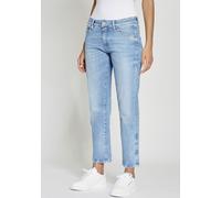 Boyfriend-Jeans GANG "GANG Jeans Boyfriend 94NADIA cropped", Damen, Gr. 32, Normalgrößen, blau (denim blau), 70% Baumwolle, 20% Recycelte Baumwolle, 6% Polyester, 4% Elasthan, Jeans (82291534-32) deni