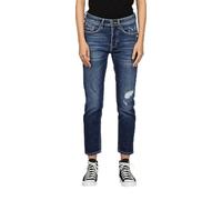 Boyfriend-Jeans GANG "94NICA CROPPED", Damen, Gr. 26, real destroy midblau, Denim/Jeans, Obermaterial: 90% Baumwolle, 8% Polyester, 2% Elasthan, casual, bequem knöchelfrei, Jeans, mit geraden und verk