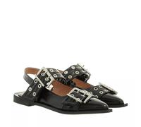 GANNI Loafer - Chunky Buckle Ballerina Naplack - Gr. 38 (EU) - in Schwarz - für Damen