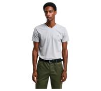 T-Shirt GANT "SLIM SHIELD V-NECK T-SHIRT", Herren, Gr. M, grau (grau melange), Obermaterial: 100% Baumwolle, slim fit hüftbedeckend, V-Ausschnitt, abgesteppte Kante, Shirts T-Shirt, mit einer kleinen