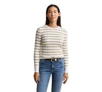 GANT Rundhalspullover STRETCH COTTON CABLE STRIPE C-NECK Damen Oat Beige XL Slim Fit