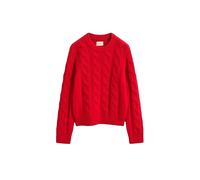 Rundhalspullover GANT "WOOL BLEND CABLE KNIT C-NECK", Damen, Gr. M, rot (ruby rot), Strick, Obermaterial: 90% Wolle, 10% Polyamid, relaxed fit normal, Rundhals, Rippbündchen, Pullover Rundhalspullover