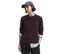 Gant Strickpullover mit Zopfmuster und Label-Stitching in Mittelbraun, Größe M