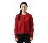 GANT Strickjacke Zopfstrick aus Lambswool Ruby Red – 100% Wolle – Damen Größe L