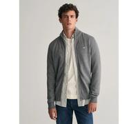 GANT Strickjacke Casual Cotton Zip Cardigan – Dunkelgrau Melange – Herren S