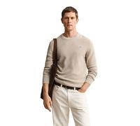 GANT Herren Stirckpullover mit Rundhals - Micro Textured Cotton C-Neck, Baumwolle Beige 2XL