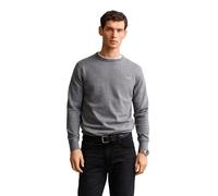 Rundhalspullover GANT "CLASSIC COTTON", Herren, Gr. S, grau (dunkelgrau melange), Web, Obermaterial: 100% Baumwolle, regular fit normal, Rundhals, eingesetzt angesetztes Bündchen, Pullover Rundhalspul
