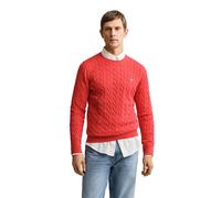GANT Herren Zopfstrick Rundhalspullover aus Baumwolle (L) ROSE Rot