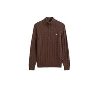 Gant Cotton Cable Half Zip Black Brown Melange Braun XXL