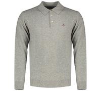 Polokragenpullover GANT "SUPERFINE LAMBSWOOL", Herren, Gr. L, grau (grau melange), Strick, Obermaterial: 100% Wolle, regular fit normal, Rippbündchen, Pullover, melierte Optik, normale Passform (45028