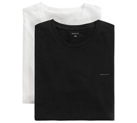 Kurzarmshirt GANT "C-NECK T-SHIRT 2-PACK", Herren, Gr. S, schwarz-weiß (schwarz, weiß), Web, Obermaterial: 100% Baumwolle, unifarben, regular fit normal, Rundhals, eingesetzt abgesteppte Kante, Shirts