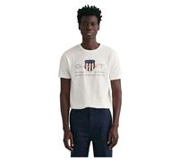 T-Shirt GANT "REG ARCHIVE SHIELD SS T-SHIRT", Herren, Gr. L, weiß, Jersey, Obermaterial: 100% Baumwolle, bedruckt, regular fit hüftlang, Rundhals, abgesteppte Kante, Shirts T-Shirt, mit Logodruck auf