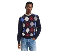 Gant Herren Strickpullover mit Lammwolle ARGYLE C-NECK, navy, Gr. XXXL
