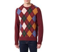 Gant Herren Strickpullover mit Lammwolle ARGYLE C-NECK, cherryred, Gr. L