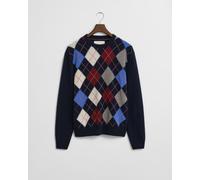 GANT - Argyle Rundhalspullover dark navy melange - Gr. - XL
