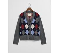GANT - Argyle V-Neck Strickjacke charcoal melange - Gr. - M