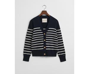 GANT - Baumwoll-Strickjacke mit Streifen evening blue - Gr. - XL