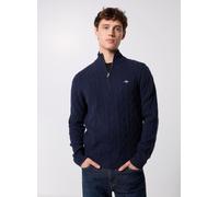 Gant Halfzip Lammwollpullover Cable Blau - Größe XXL Dunkelblau XXL