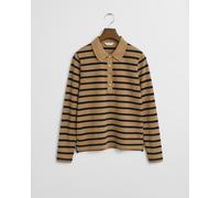 GANT - Breton Striped Piqué Langarm-Poloshirt warm khaki - Gr. - S