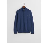 GANT Herren Strickjacke Casual Cotton Zip Cardigan Baumwolle Stehkragen Jeansblau Melange XXL