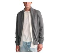 GANT Strickjacke Casual Cotton Zip Cardigan – Baumwolle, Vollreißverschluss, Dunkelgrau Melange 3XL