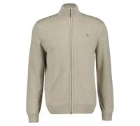 GANT Herren Strickjacke - CASUAL COTTON ZIP CARDIGAN, Stehkragen, Baumwolle Beige Melange 3XL