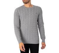 Gant Herren Cotton Cable C-Neck ZOPFSTRICKPULLOVER MIT Rundhalsausschnitt, Grey Melange, S EU